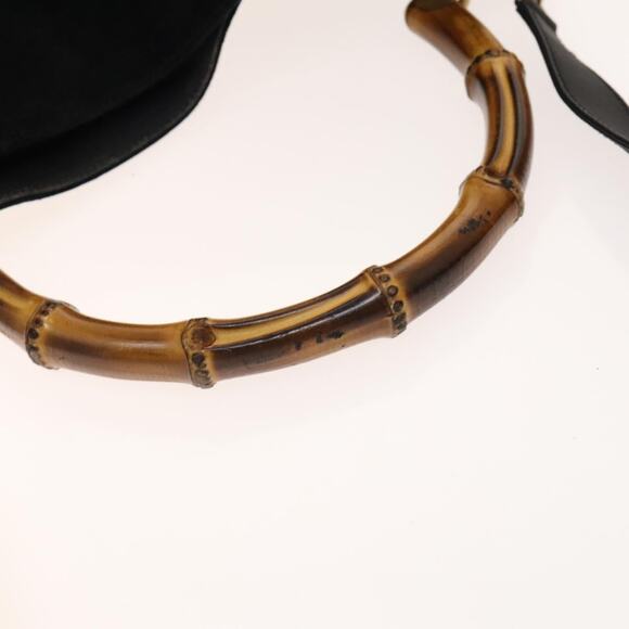 GUCCI Bamboo Shoulder Bag Suede Black Gold 01 1705 01 1705 - Picture 9 of 12